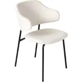 Riess Design Stuhl VOGUE weiß Bouclé schwarze Metallbeine