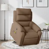 vidaXL Möbel Massagesessel mit Aufstehhilfe Braun Stoff - Fernseh- & Relaxsessel 3204996