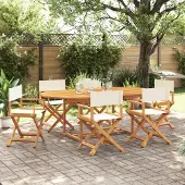 vidaXL Möbel Klappbare Gartenstühle 6 Stk. Cremeweiß Stoff - Gartensessel 3208911
