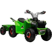 HOMCOM Kinderquad Kinder Elektro-Quad, 6V Elektroauto mit Anhänger Metall Grün
