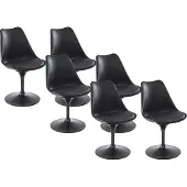 Vente-unique Stuhl 6er-Set - Polypropylen, Kunstleder & Metall - Schwarz - XAFY