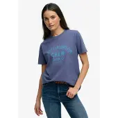 Superdry für Damen. W1011856A Beach Club T-shirt blau (XS), Lässig, Baumwolle, Kurzarm, Marine