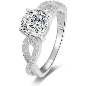 Beneto Silver glittering ring AGG204 - Circuit: 58 mm (L)