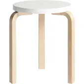 Artek - 60 Hocker, weiß lackiert/ Birke natur
