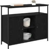 vidaXL Sideboard Schwarz Eichen-Optik 100 x 35 x 80 cm Holzwerkstoff