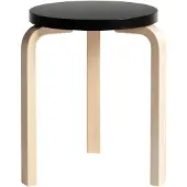 Artek - 60 Hocker, schwarz lackiert / Birke natur