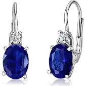 Silvego Silver earrings with synthetic sapphire Sierra SILVEGOB31811S