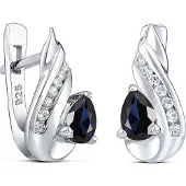 Silvego Silver earrings with synthetic sapphire Valeria QRE04S