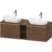 Duravit D-Neo Konsolenwaschtischunterbau wandhängend (Ausschnitt beitseitig), 1400x459x550mm, 2 Auszüge, 2 offene Fächer, mit Griff Gold poliert, DE4950B34210000