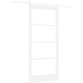 vidaXL Schiebetür Weiß 93 x 202 cm Massivholz Kiefer und Glas