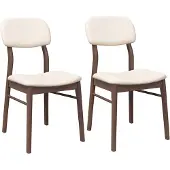 vidaXL Esszimmerstühle mit Kissen 2 Stk. Braun Massivholz Gummibaum