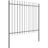 vidaXL Gartenzaun WOERDEN 1,7 x 1,5 m Pulverbeschichteter Stahl Grau