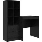 vidaXL Schreibtisch Schwarz Eichen-Optik 115,5 x 50 x 127 cm 2 stk.