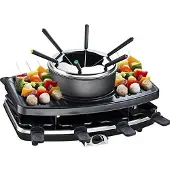 Continental Edison CERFG86B Raclette- und Fondue-Set für 8 Personen - Schwarz