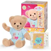 Baby Born Bär mit blauen Strampler, Teddybär Kuscheltier bewegliche Arme + Beine