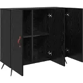vidaXL Sideboard Schwarz Eichen-Optik 89,5 x 34 x 80 cm Holzwerkstoff