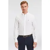 Gant für Herren. 3000102 Schmal geschnittenes Hemd aus weißer Popeline (XL), Lässig, Baumwolle, Klassisch, Langarm