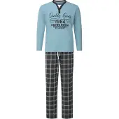 Jan Vanderstorm Schlafanzug Herren Baumwolle blau kariert, XXXL 818597-0001-09995