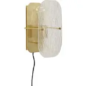 Hubsch Ruffle Wandleuchte Brass - , Gold / Messing, für Wohnzimmer, Metall, Vintage