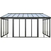 Vente-unique Veranda - Aluminium & Polycarbonat - mit UV-Schutz - 15,8 m² - Anthrazit - MATHILDA