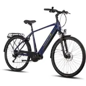 SAXONETTE Deluxe Sport Trekking E-Bike Herren 28 Zoll Blau 80Nm Mittelmotor 418Wh Shimano 9-Gang