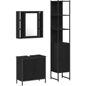 Syfax Badezimmer Waschbeckenmöbel mit Tür 3 pcs Schwarz Holzwerkstoff