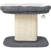 Coast Kratzbaum Klein, 50cm hoch, Katzenbaum mit weicher Plüschsitzfläche & Sisal-Kratzsäule & Ball, Katzenkratzbaum Holz, Katzen Katzenmöbel Kletterbaum, Aktivitätsbaum Spielbaum (Grau)