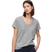Superdry Studios Slub Embroidered Kurzarm-t-shirt Mit V-ausschnitt