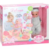 Lobbes Puppenset Deluxe Babypuppe Essenszeit 29 cm Spielzeug