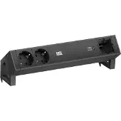 Bachmann DESK2 2xSchutzkontakt USB C, USB Charger 60W 1xABD 0,2m GST18 Schwarz