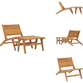 vidaXL Gartenstuhl mit Fußablage Massivholz Teak - Gartenstühle