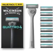 Wilkinson Sword Quattro 4 Skin Protection Rasierer + 8 Ersatzklingen