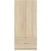 CALICOSY Zweigeteiliger Kleiderschrank, Schlafzimmer Braun Eiche 52x180h cm
