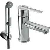 Tres Alplus, Einhebel-Waschtischmischer mit Dusche für WC., chrom