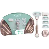 Gillette venus Venus Pro Smooth Sensitive Geschenkset Systemklingen 4er + Handstück + Duschhänger + Reiseschutzkappe + Kosmetiktasche