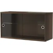 String - Vitrinenschrank mit Schiebetüren in Glas 78 x 30 cm, Eiche dunkel
