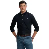 Superdry für Herren. M4011100A Preppy Oxford Hemd Marineblau (L), Lässig, Baumwolle, Klassisch, Langarm