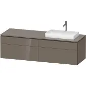 Duravit L-Cube Konsolenwaschtischunterbau wandhängend, inklusive Konsolenplatte, 4 Auszüge, Becken rechts, 1620x482x550mm, LC4871R89890000, Farbe: Flannel Grey Hochglanz Lack