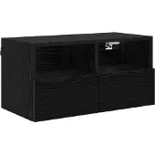 vidaXL TV-Wandschrank Schwarz Eichen-Optik 60 x 30 x 30 cm