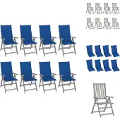 vidaXL Verstellbare Gartenstühle mit Auflagen 8 Stk. Grau Akazienholz - Gartenstühle