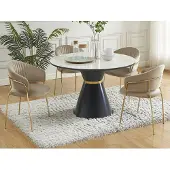Vente-unique Stuhl 2er-Set - Samt & goldfarbenes Metall - Beige - MADOLIA von Pascal MORABITO