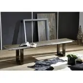 MASSIVMOEBEL24.DE Baumbank Sheesham 180x38x45 smoked oak lackiert FREEFORM #0309