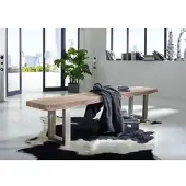 MASSIVMOEBEL24.DE Baumbank Akazie 175x38x45 Natural Stone lackiert FREEFORM #133