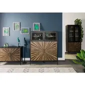 MASSIVMOEBEL24.DE Highboard Sheesham 120x45x145 schwarz lackiert SUN #103