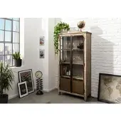 MASSIVMOEBEL24.DE Vitrine Mango 90x40x180 braun lackiert HEAVY INDUSTRY #241