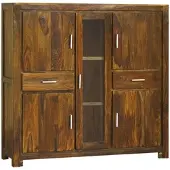 MASSIVMOEBEL24.DE Highboard Sheesham 145x42x140 braun lackiert METRO LIFE #107