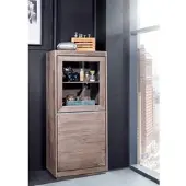 MASSIVMOEBEL24.DE Vitrine Sheesham 63x40x147 smoked oak lackiert SYDNEY #205
