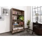 MASSIVMOEBEL24.DE Regal Mango 100x45x180 braun lackiert HEAVY INDUSTRY #213
