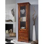MASSIVMOEBEL24.DE Vitrine Akazie 60x44x190 nougat lackiert OXFORD #528
