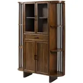 MASSIVMOEBEL24.DE Vitrine Akazie 120x40x178 natur lackiert MADRID #50